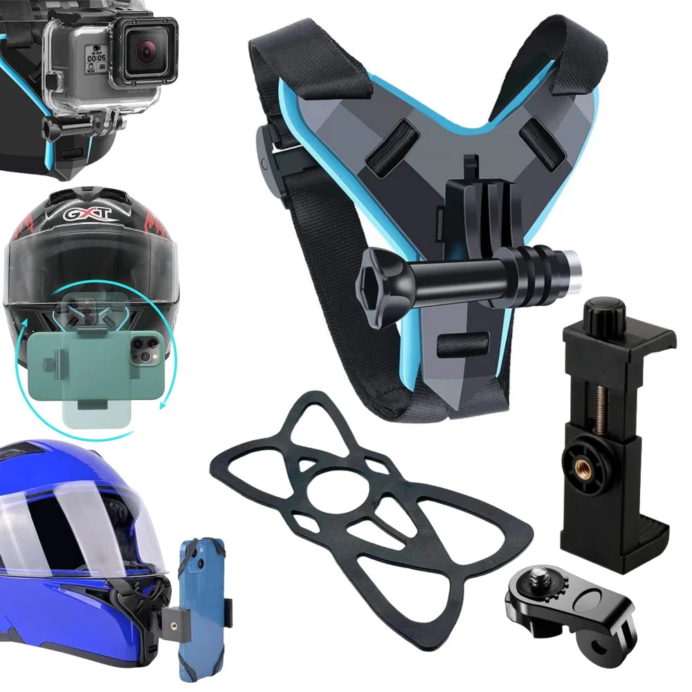 Motorcycle Helmet Phone Stand Mount Holder For GoPro Hero 12 10 9 8 7 Action Sports Camera Holder Motorcycle Camera Mobile Phone Vue
