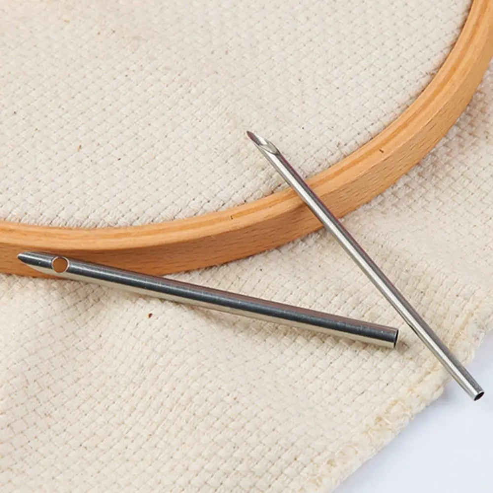 5Pcs 2.5mm/3.5mm/5mm Punch Needle Set Adjustable Wooden Handle Punch Stitching Kit Embroidery Craft DIY Tailors Awl Set Beading Vue
