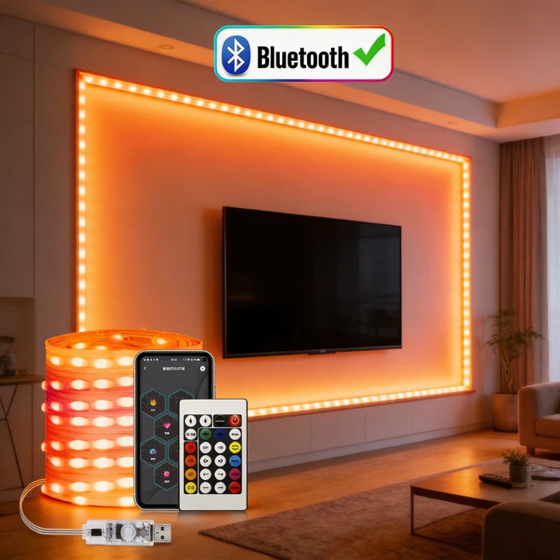 RGBIC USB 5V LED String Lights Bluetooth APP Control WS2812 Programmable Fairy Lights for Christmas Party Birthday Bedroom Decor Vue
