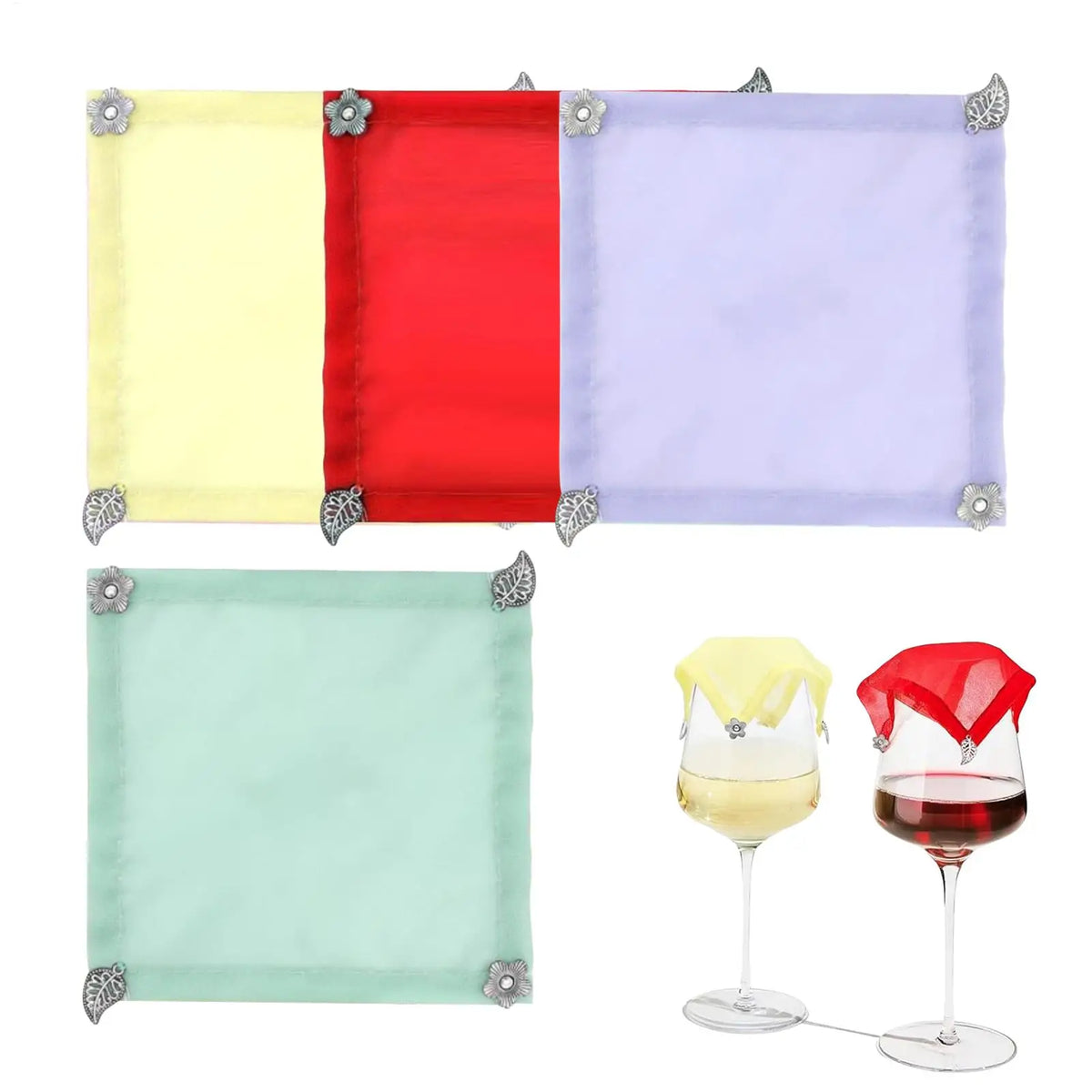 4pcs Breathable Drink Covers For Glasses Reusable Dust-Proof Cup Lids, Outdoor Picnic &Party E ssentials Wedding Restaurant Home Vue