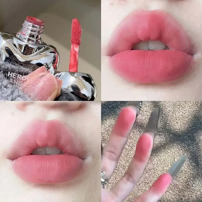 Silver Heart Lipstick Velvet Matte Blush Mud Clay Lip Gloss Lip & Face Liquid Lip Tint Cream Pigment Long Lasting Silky Cosmetic Vue 04