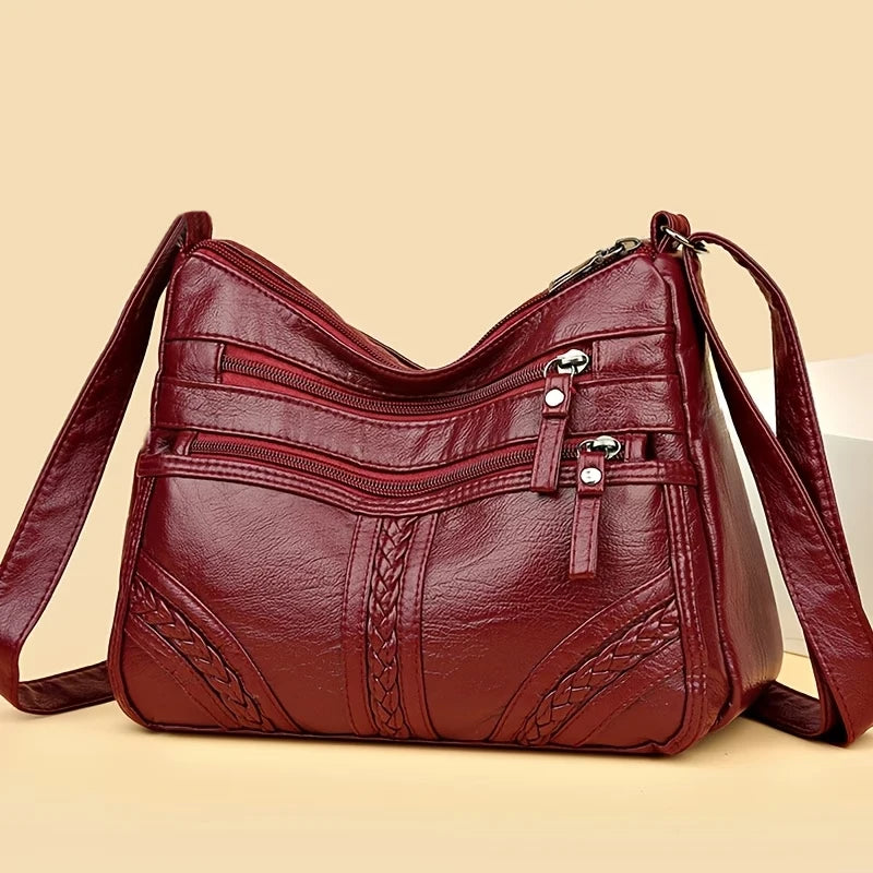 Stylish Multi-color Quilted Crossbody Bag Women's Soft Leather