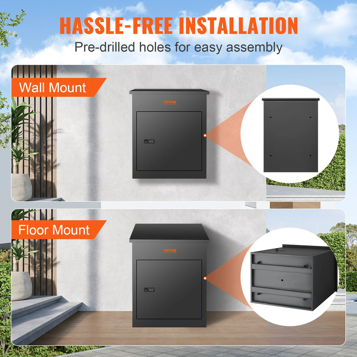 Wall Mounted Locking Mailbox – Waterproof Package Delivery Box Locking Mailbox Vue