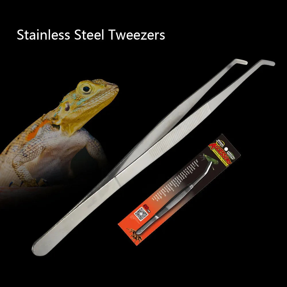 30cm Reptile Stainless Steel Long Tweezer Curved Tweezers Reptile Snakes Lizards Spider Feeding Tools accesorios para terrarios Vue