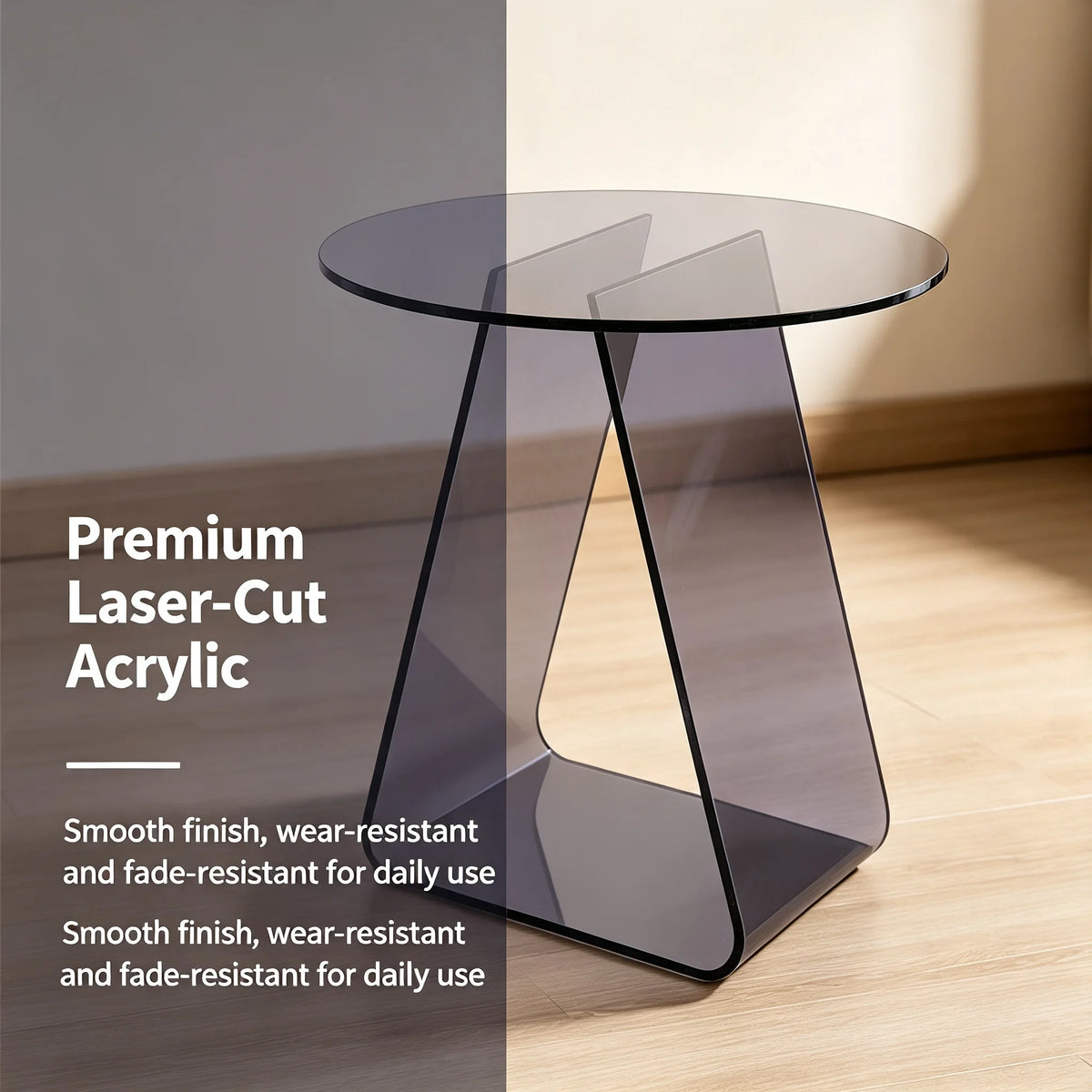 Acrylic Round Side Table | Modern End Table, No Assembly Acrylic Side Table Vue