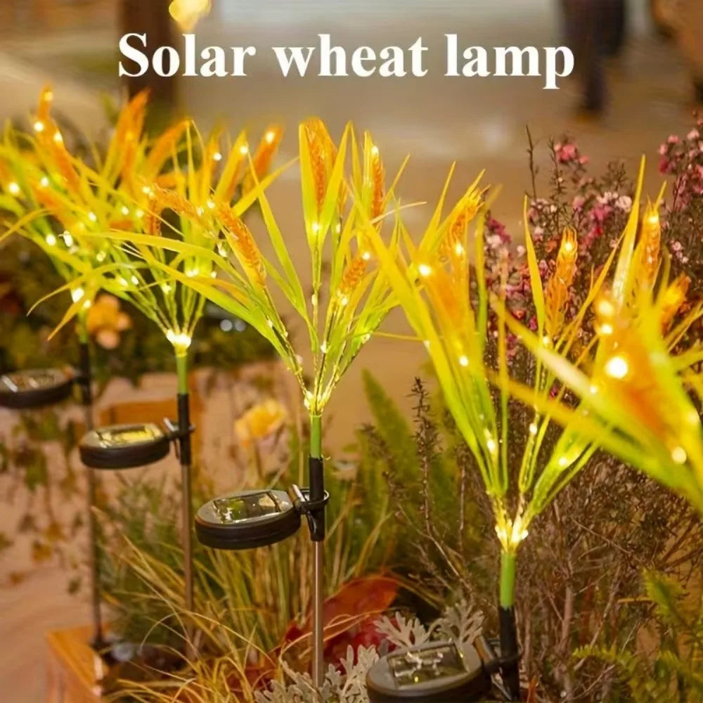 1PC Solar Powered Wheat Ear Garden Stake Lights Waterproof Warm White LED Pathway Lights for Outdoor Patio Yard Landscape Decor Vue