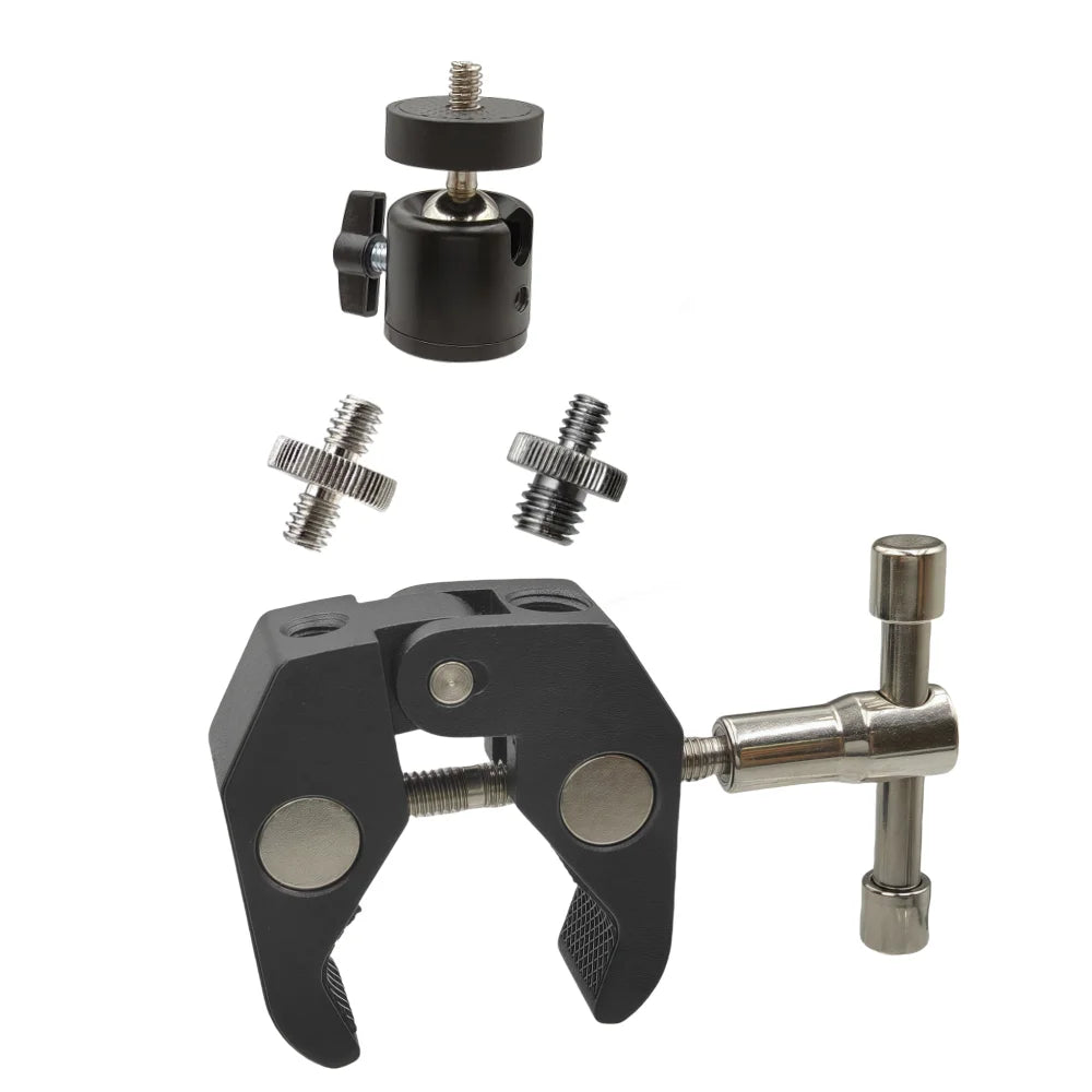 Mteal Super Clamp with 360° Mini Ball Head Quick Release Clamp Bracket Tripod Mount 1/4 Screw Clip for DSLR Action Camera Vue Full Set