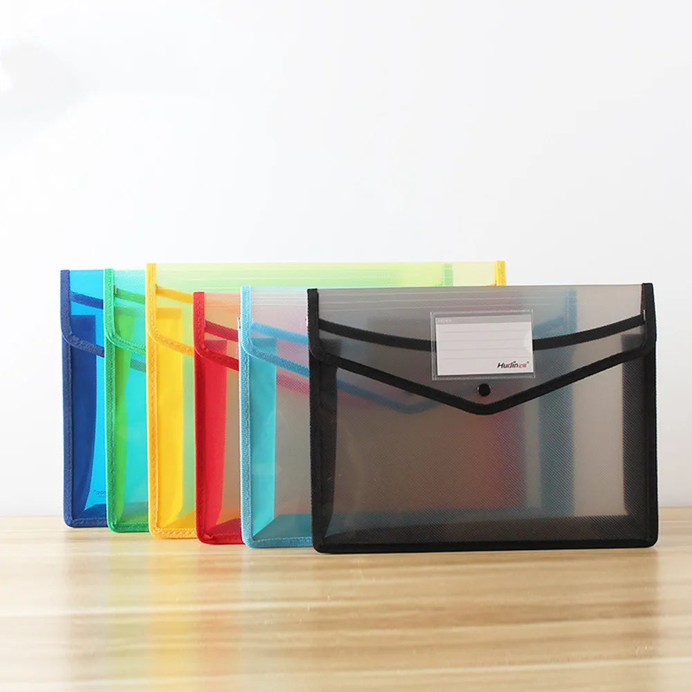 A4 Transparent Lightweight File Bag Portable Waterproof Folder Document Holder Large Capacity Button Storage School Test Paper Vue