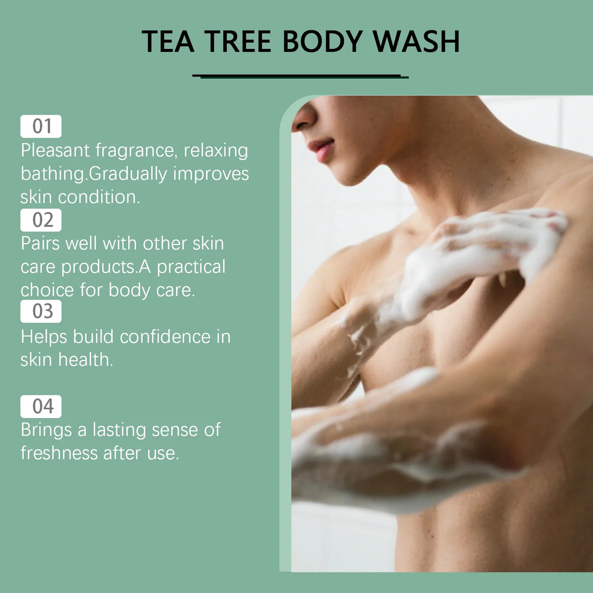 Tea Tree Refreshing Body Wash - Hydrates and Nourishes, Cools and Moisturizes, Creates Rich Lather, Ideal for Daily Cleansing Vue