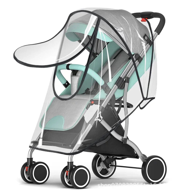 vvocci Baby Car Shield Transparent Universal Stroller Rain Cover Weather Wind Breathable Trolley Umbrella Raincoat Accessories Vue Zipper EVA raincover