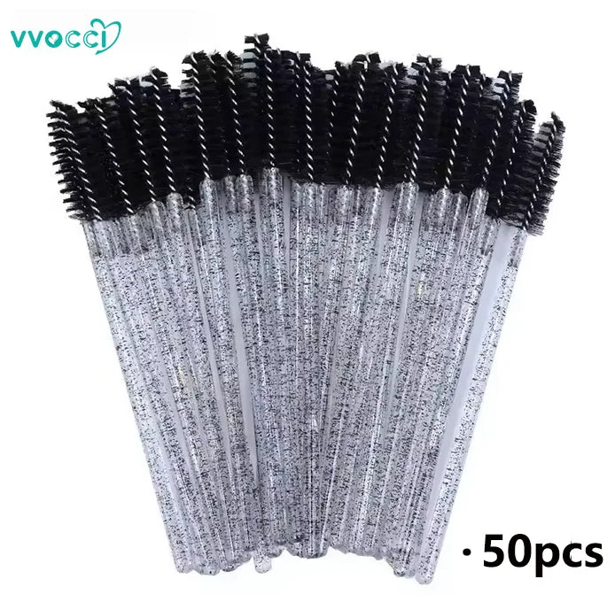 Wholesale Eye Beauty Tools 100/500/1000pcs Disposable Mascara Wands Eyelash Brush Lash Extension Colorful Spoolies for Eyebrow Vue M93Crystal Black50pc