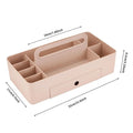 Multipurpose Comestic Tools Organizer with Handle and Divider 8 Compartments Desktop Stackable Makeup Brushes Tools Storage Box Vue Pink