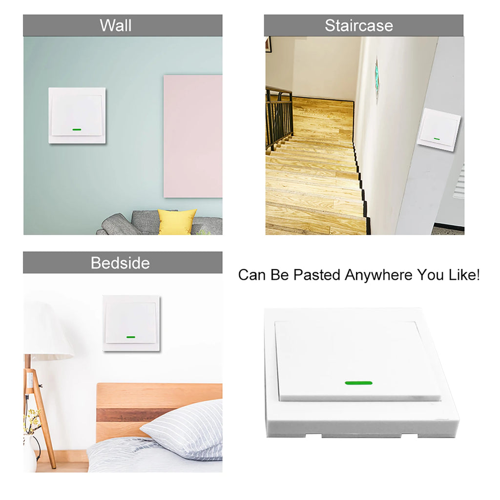 Push Button Wall Light Switch Remote Controller 1 Gang 86 Type ON/Off Switch Panel 433MHz Wireless RF Remote Control Transmitter Vue