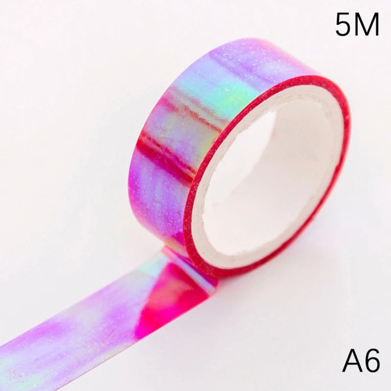 500cm Holographic RG Prismatic Glitter Tape Hoops Stick Rhythmic Gymnastics Ring Decoration Fitness Equipment DIY Scrapbooking Vue A6