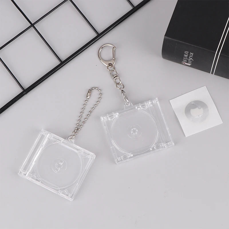 1 PCS Blank Album CD Case Mini Keychain Creative DIY Pendant for Backpack Hanging Decoration Vue