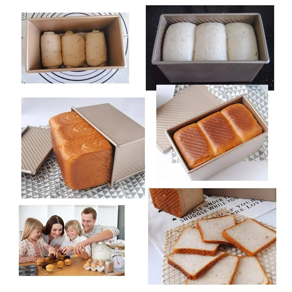 Bread Pan with Lid Baking Mold Cake Toast Carbon Steel Nonstick Toasted Bread Box Baking Tools Vue