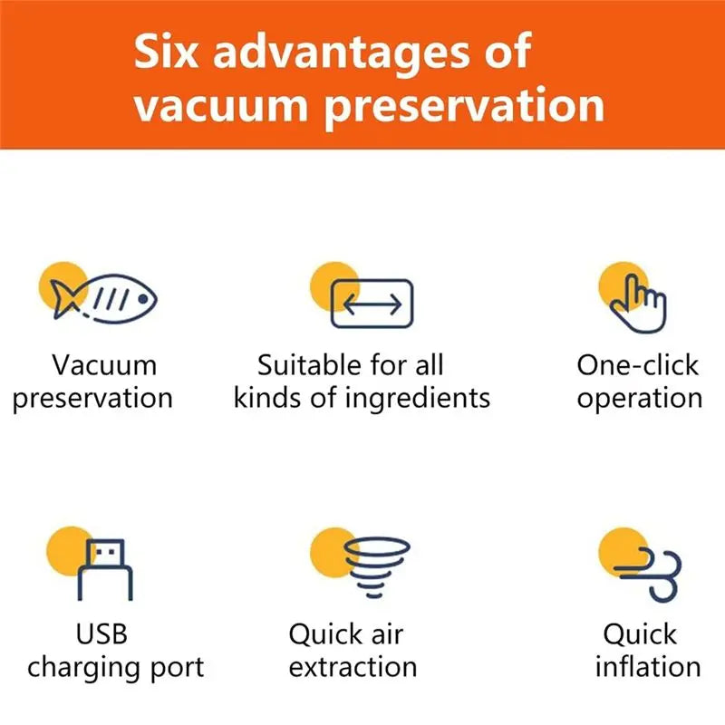 ABKW-Vacuum Sealer Compact Household Food Bag Vacuuming Machine Handheld Electric Vacuum Sealer Vue