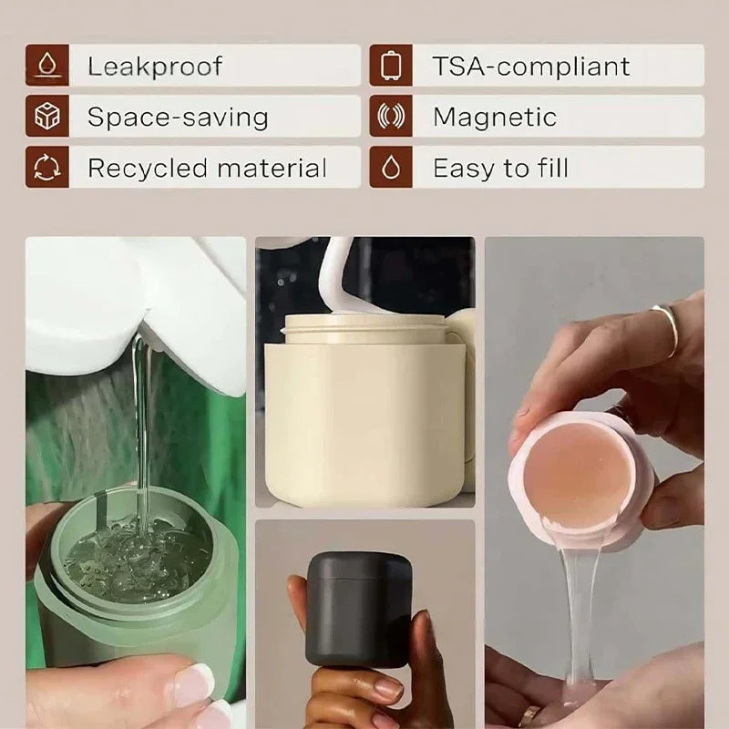 Magnetic Travel Jars Set – BPA-Free Silicone Skincare Containers Travel Cosmetic Containers Vue