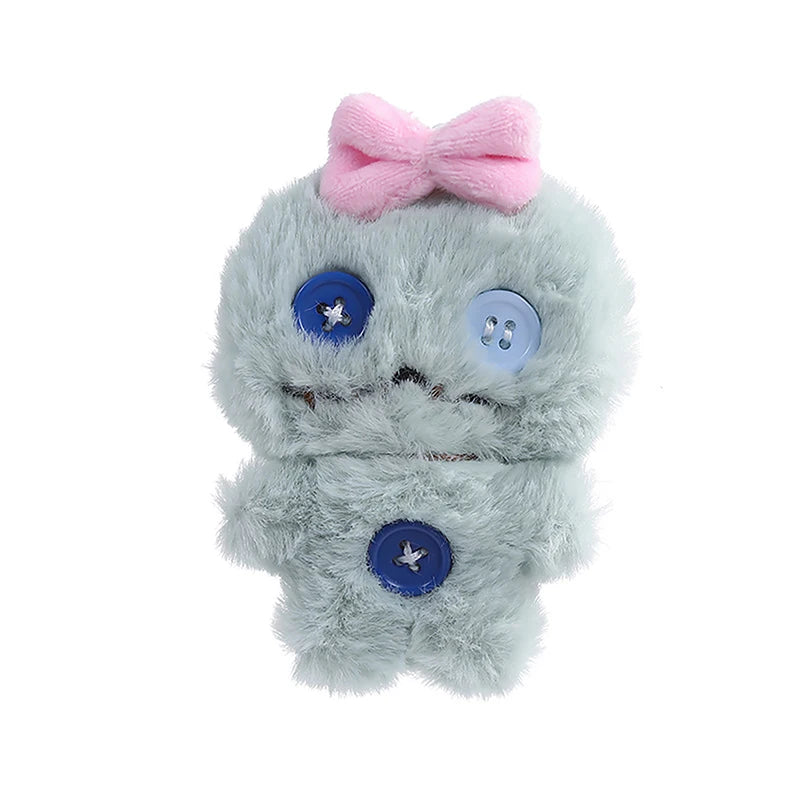Cute Cartoon Plush Bow Doll Keychain Sweet Bag Pendant DIY Button Design Hanging Ornament Creative Gift Vue