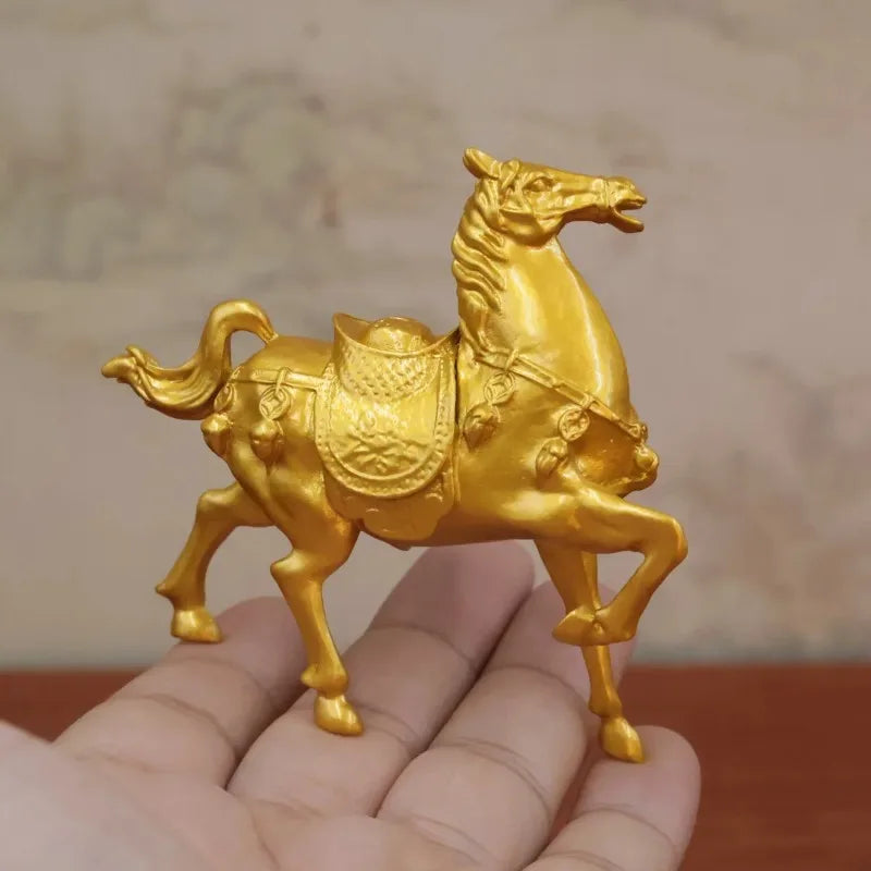 1-4PCS Zodiac Horse Decor Gold Plated Alloy Statue Desk Ornament for Good Luck Fortune Home Office Decoration Gift for Men Women Vue