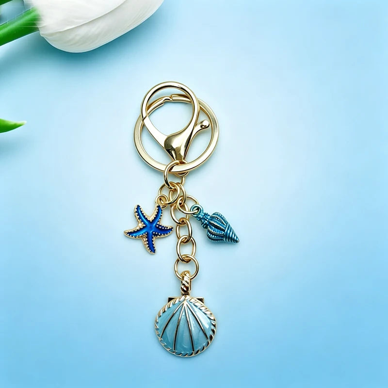 Bag Charms For Handbags Sea Star Shell Pearl Bag Clothes Shoes Pendant Boho Summer Seashell Jewelry Making DIY Decoration Vue blue