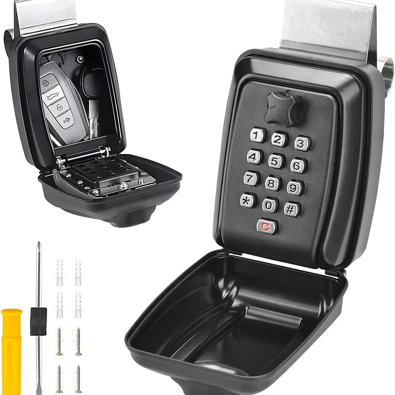 Password Combination Key Lock Box Storage Key Wall Mounted Outdoor Waterproof 12 Digit Security Key Safe Secret Organizer Box Vue Black-in-vehicle