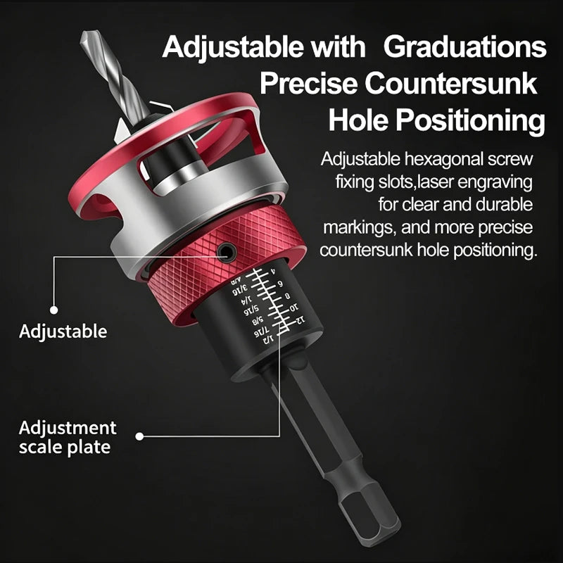 5pcs Countersink Drill with Depth Stop M2 Pre-Drill with Ball Bearing 1/4 Inch Hex Shank Precise Countersink Wood for Workshop Vue