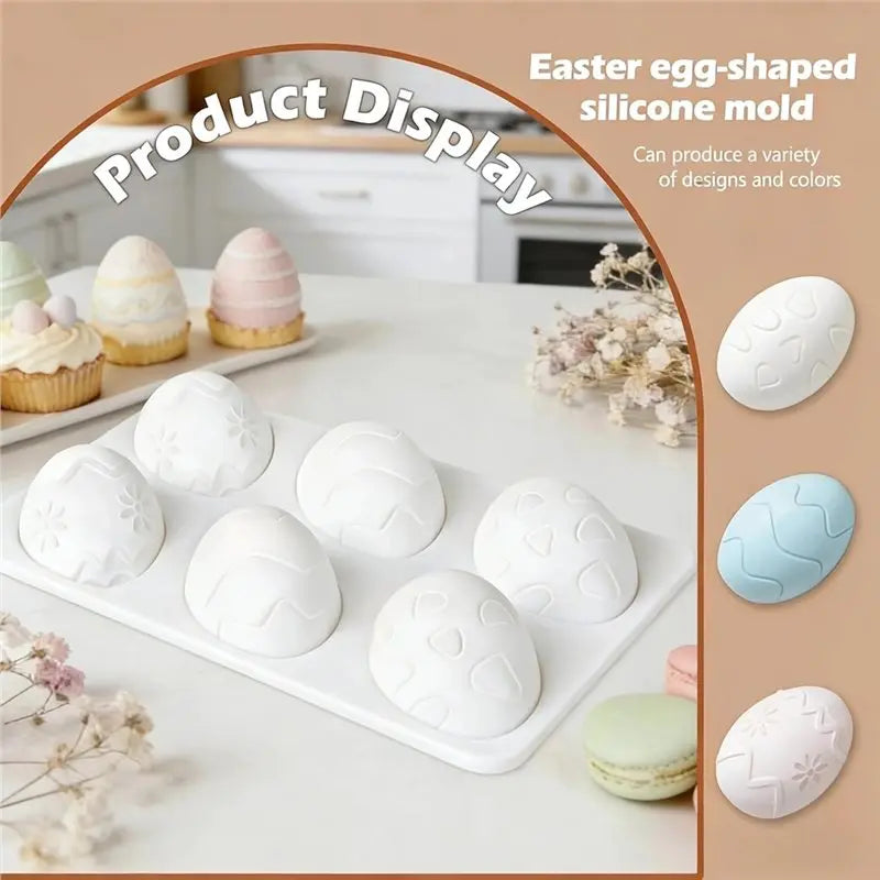ABKW-2Packs Silicone Easter Chocolate Molds 6-Cavity Egg-Shaped - Reusable Vue