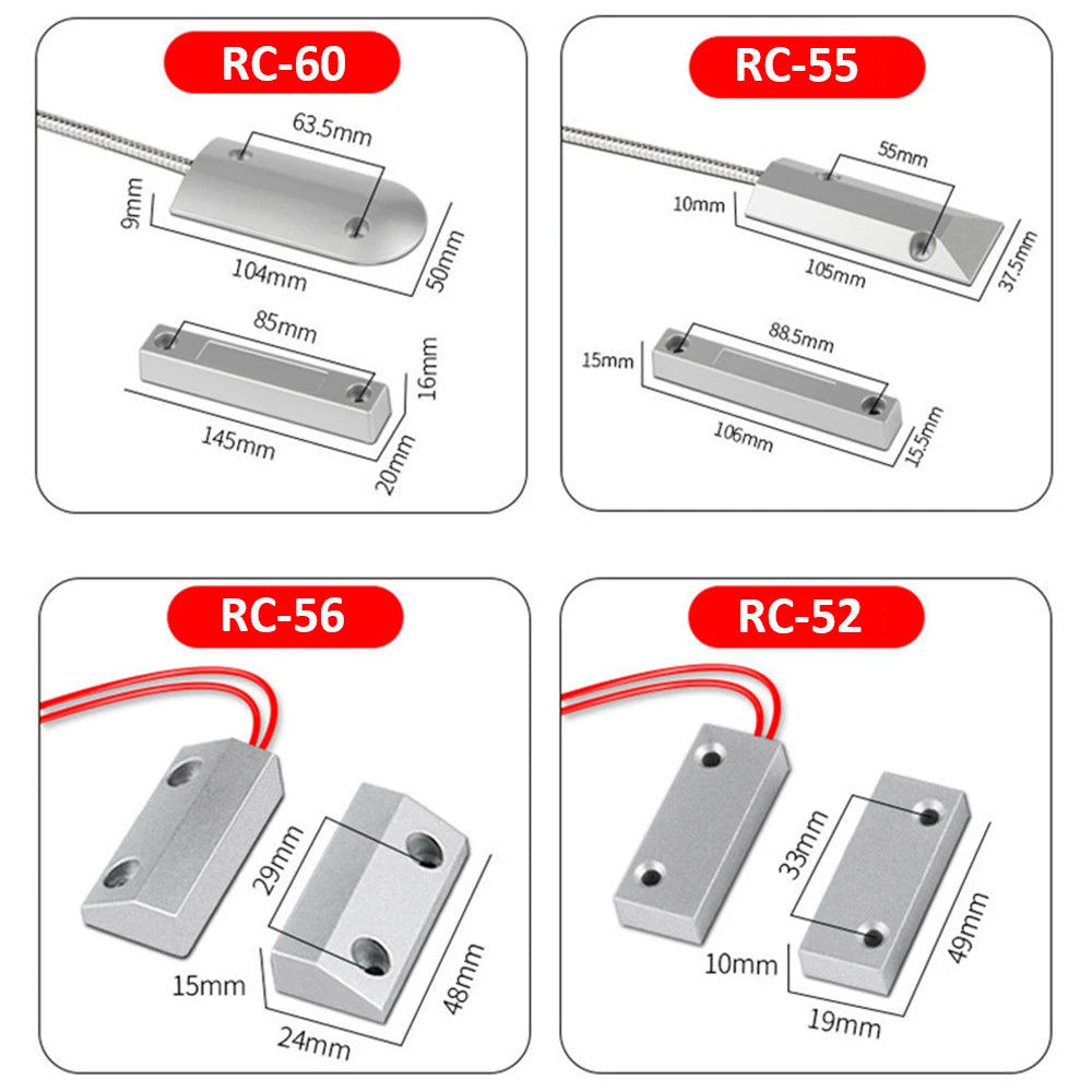 NC Door Sensor Metal Wired Roller Shutter Door Magnetic Contact Reed Switch for Security Alarm System Vue