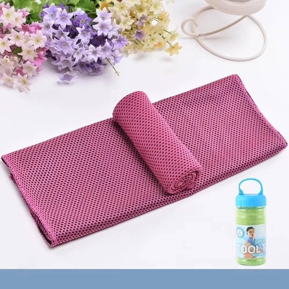 Breathable Cooling Towel Quick Drying Lightweight Ice Wipes Ultra Vue Rose Red