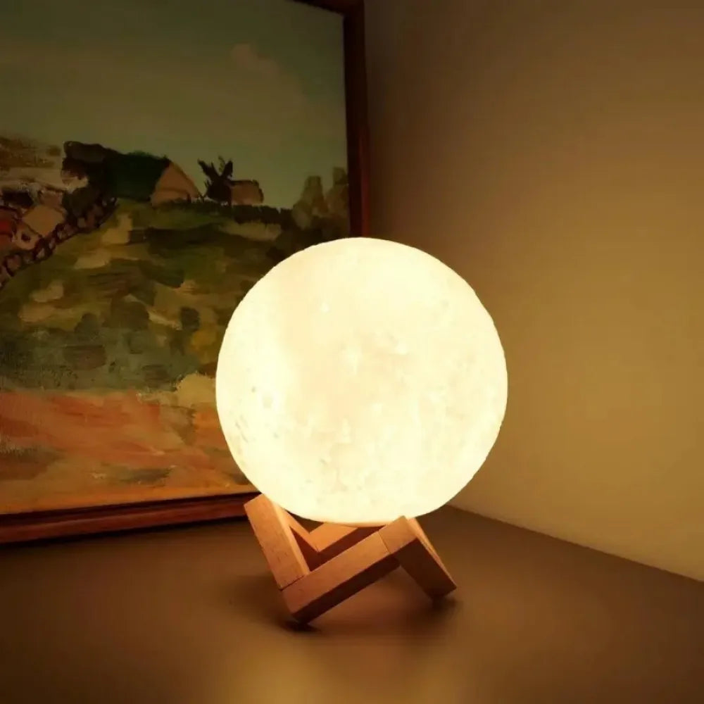 3D Moon Lamp Night Light, Battery Powered Table Lamp for Bedroom, Kids Room, Birthday Gift Home Party Holiday Aesthetic Decor Vue