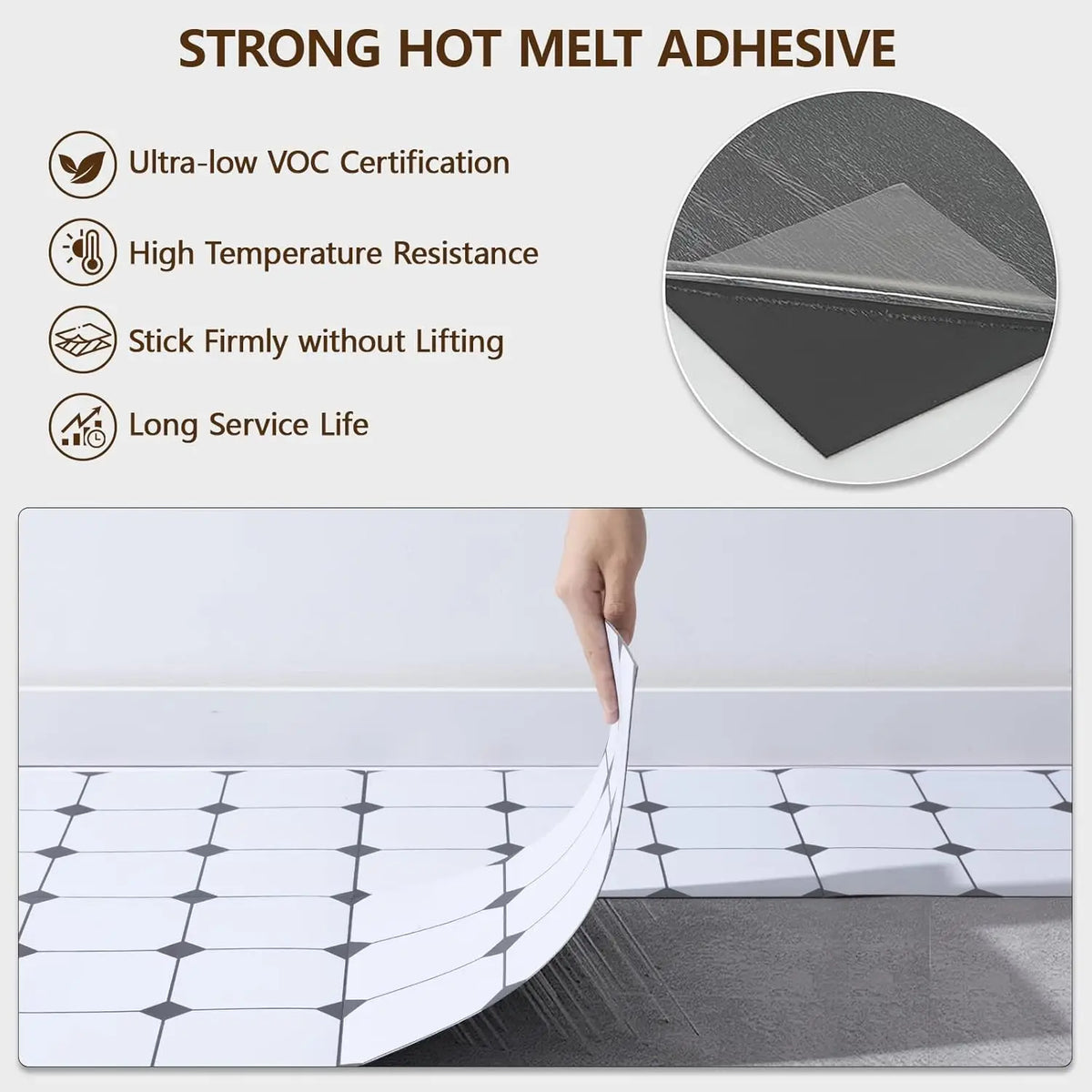 10PCS Stone Plastic Composite Waterproof Floor Sticker Self Adhesive PVC for Bathroom Balcony Kitchen Easy Install Home Decor Vue