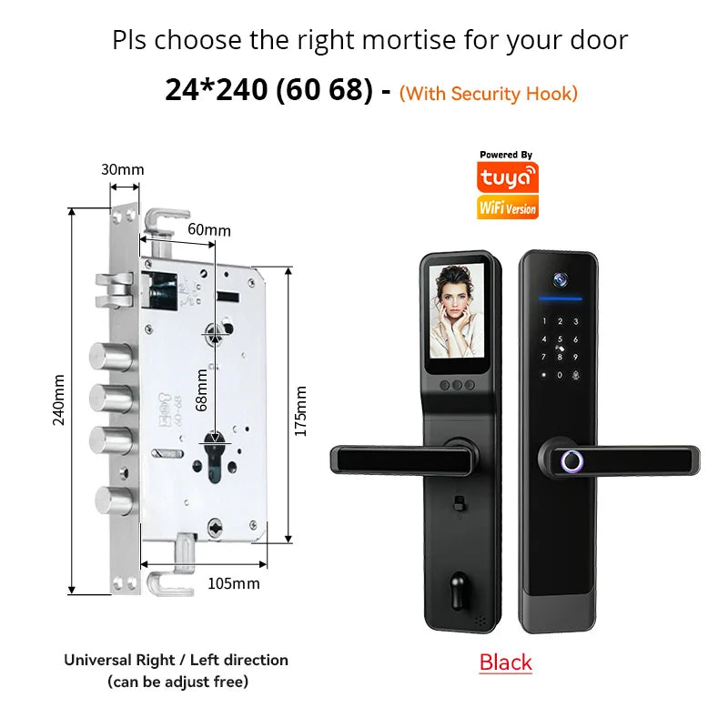 YRHAND Tuya Wifi Camera Video Intercom Lock App Remote Unlocking Digital Electronic Biometrics Waterproof With Screen Smart Lock Vue E908pro 6068hook China Mainland