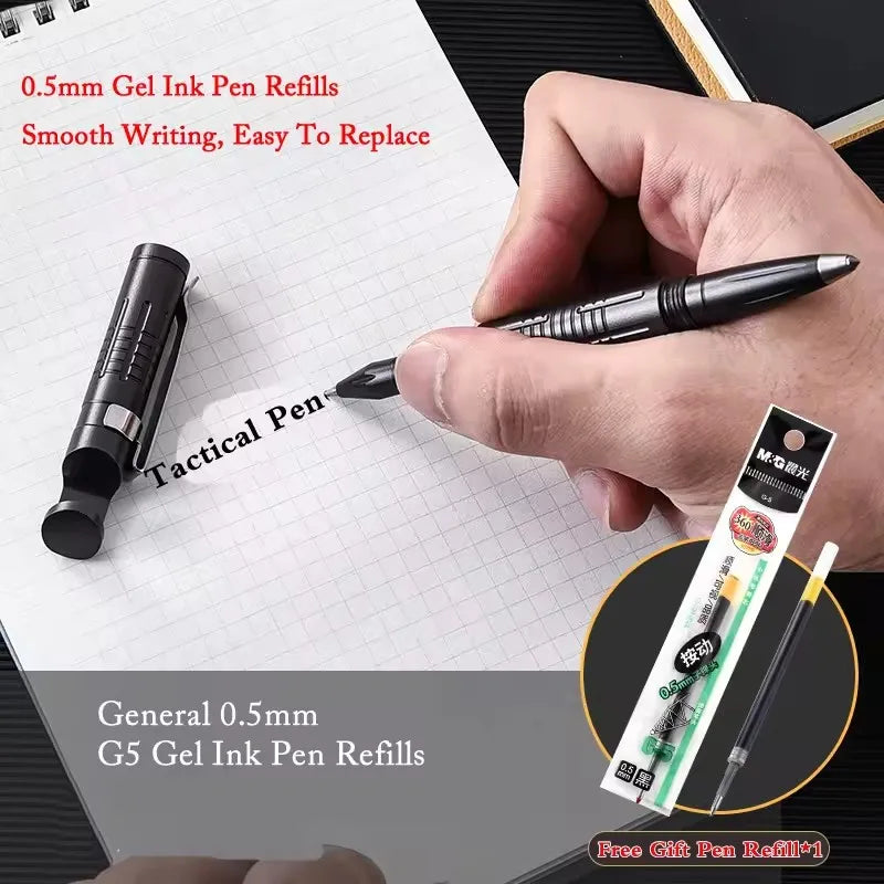 Multi-Function Aluminum Alloy Self Defense Tactical Pen Emergency Window Breaker Phone Holder Outdoor Survival EDC Tool Gift Vue