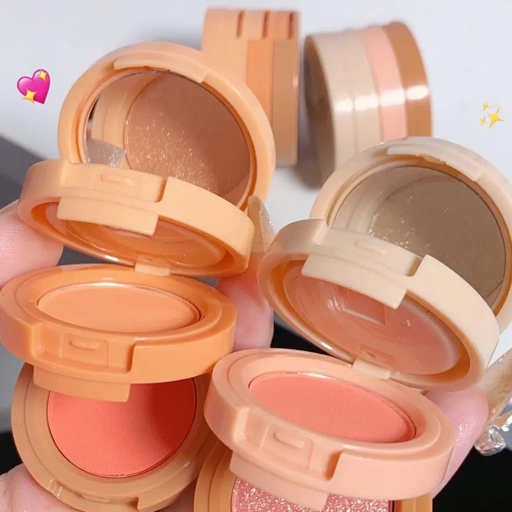 HUDAMOJI Blush High-gloss Repairing Powder 3-in-1 Matte Pearlescent Shiny Lasting Natural Facial Makeup Peach Milk Orange Blush Vue