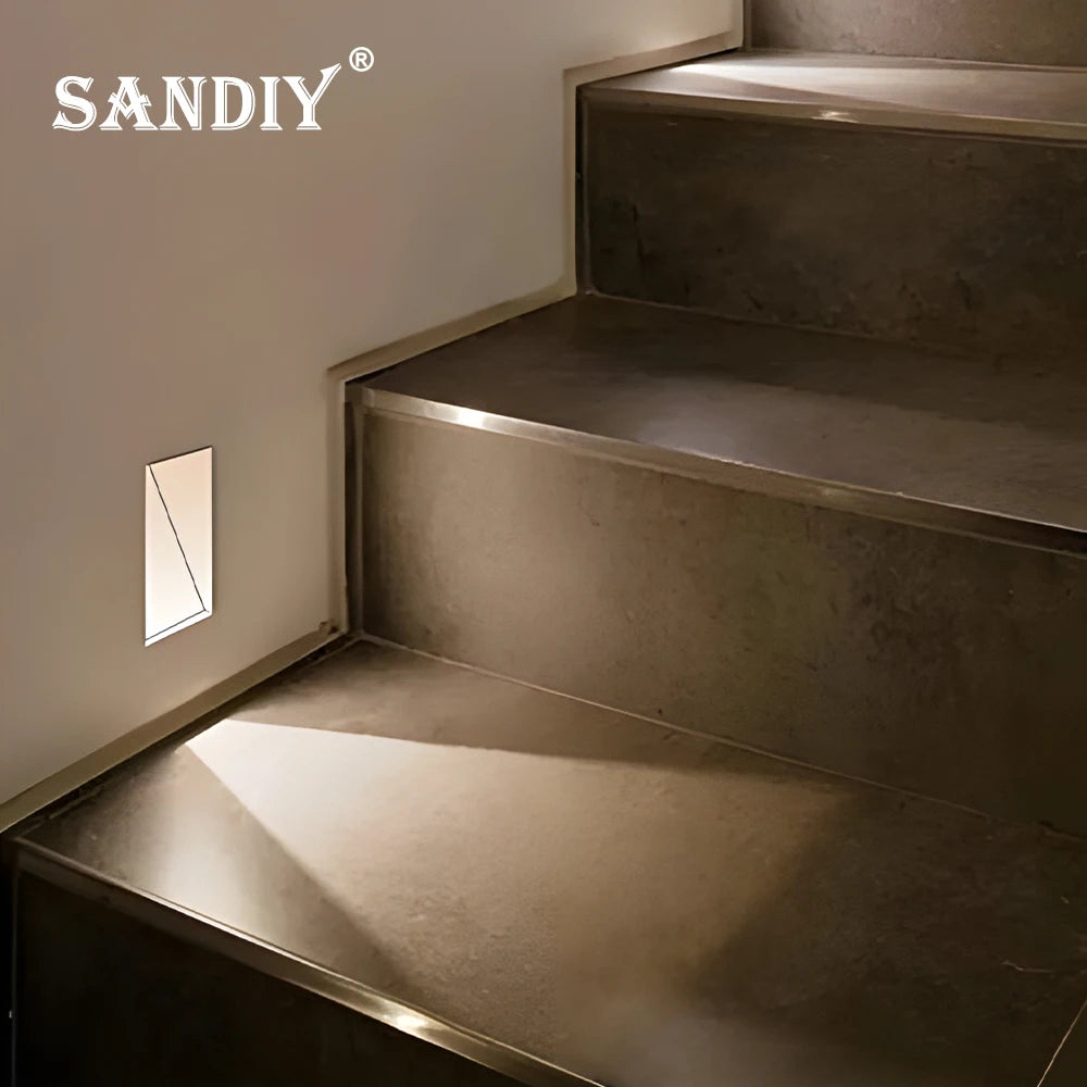 SANDIY 3W Motion Sensor Recessed LED Stair Step Wall Light Recessed LED Step Light Vue