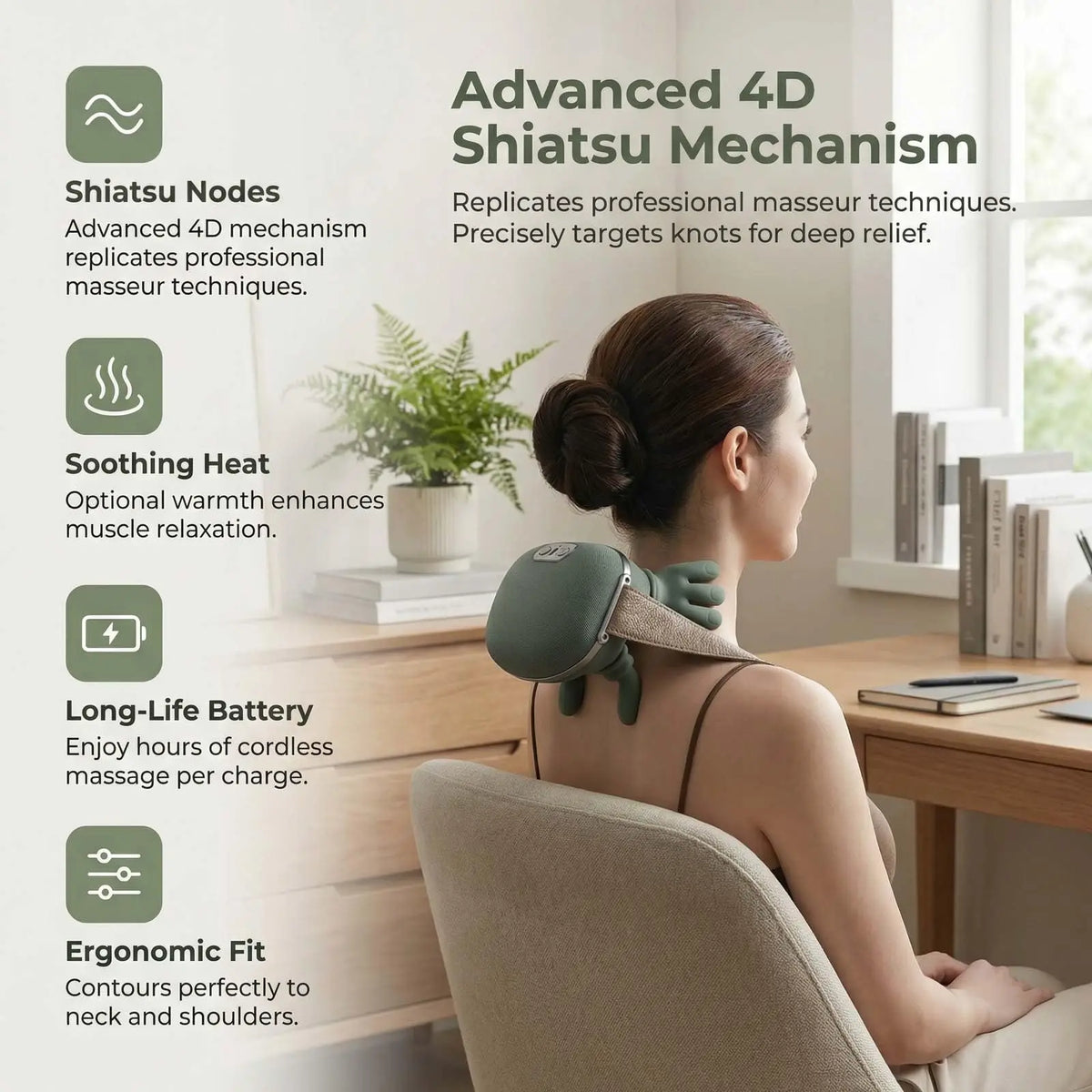 Shoulder and Neck Massager with Heat Heated Massager, Simulates a Real Palm Massage for Comfort, Relax Muscle Tension Vue