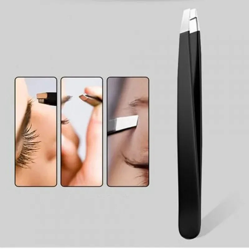 1pcs Stainless Steel Eyebrow Tweezers Hair Removal Tweezer Plucker Special Oblique Eyebrow Clip Hair Removal Clip Beard Clip Fac Vue