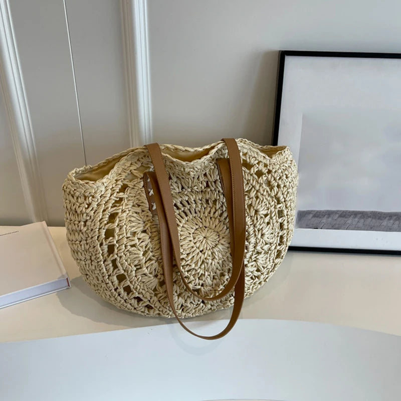 Fashion Large Capacity Handmade Straw Handbag Women Holiday Beach