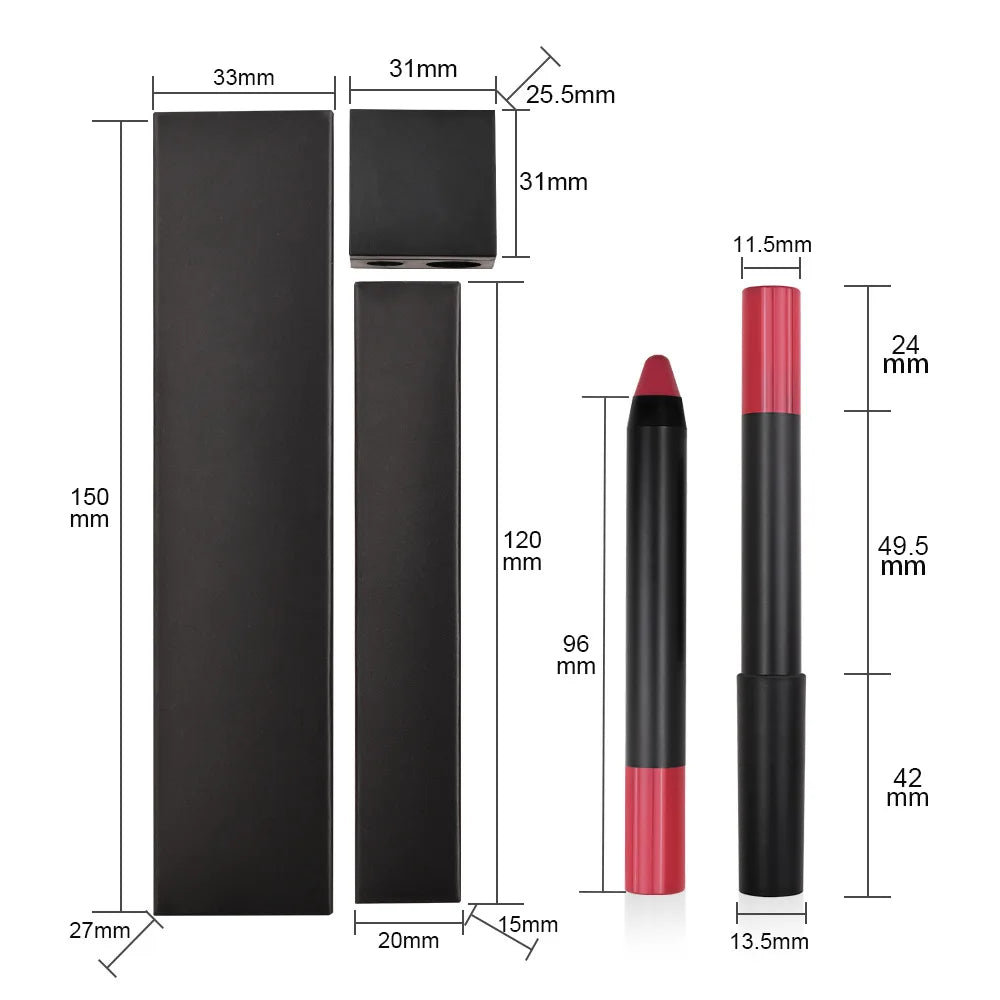Matte Lipstick Pencil Waterproof With Sharpener Lip Balm Private Label Velvet Lip Liner Pen Lips Makeup Women Cosmetics Bulk Vue