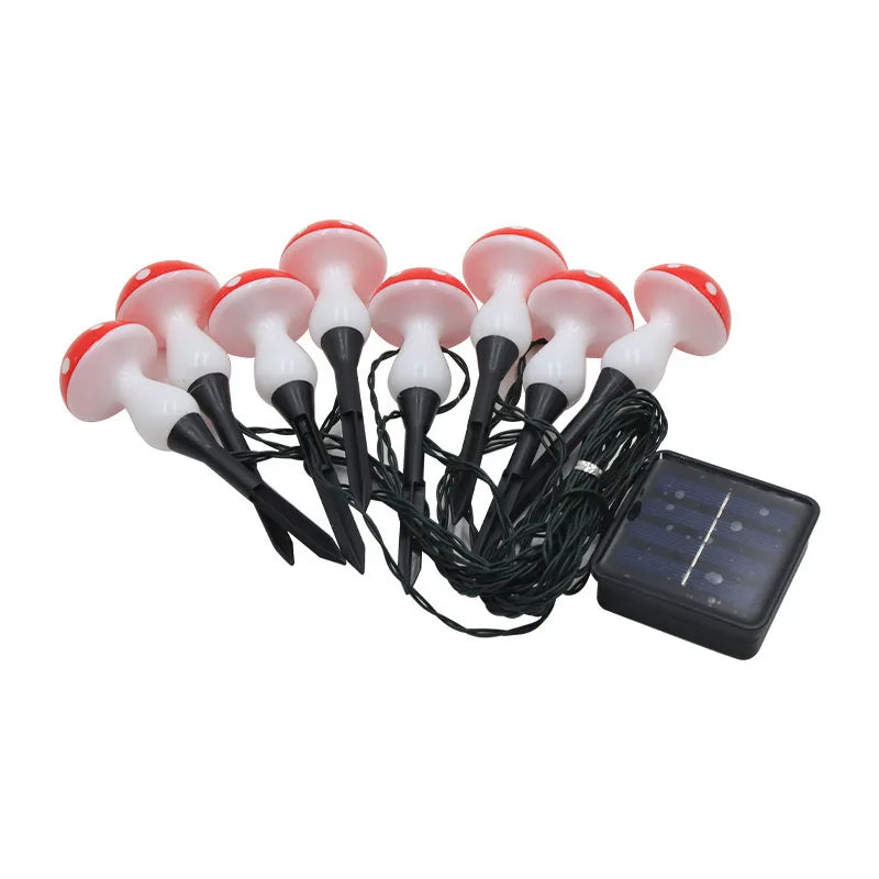 8pcs Solar Mushroom Lights for Garden Pathways Waterproof Outdoor Lawn Lights Christmas Decor Fairy-Themed String Lights 607 Vue Red 1 set