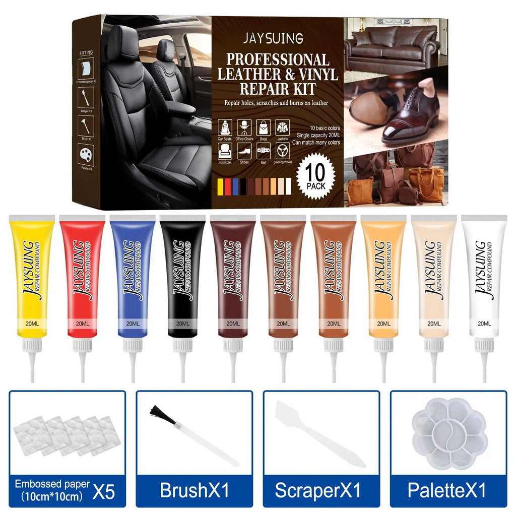 Leather Reconditioning Kit Complete Set for Bags Shoes Furniture Car Interior Repairing Cleaning Protecting Leather Products Vue set