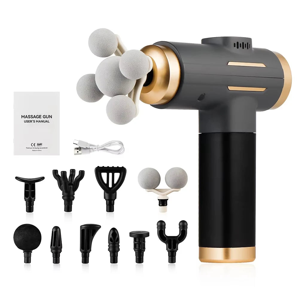 99 Level Electric Massage Gun Powerful Fascia Gun High-Frequency Vibration Body Massage Gun Arms Leg Muscle masajeador Vue Black