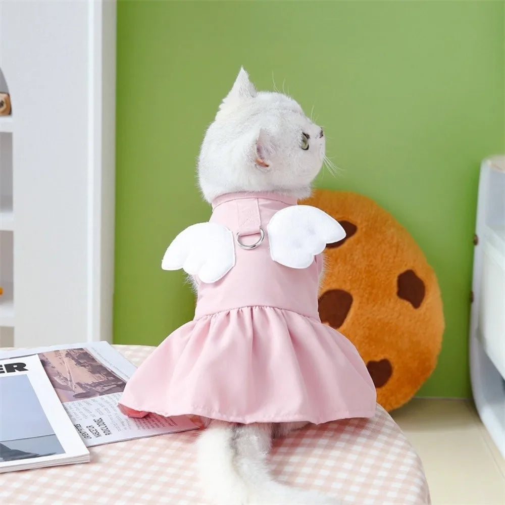 Pet Chest Strap Adorable Dog Wings Skirt Breathable Comfortable Cat Traction Skirt with D Ring Dog Summer Dress Spring Summer Vue