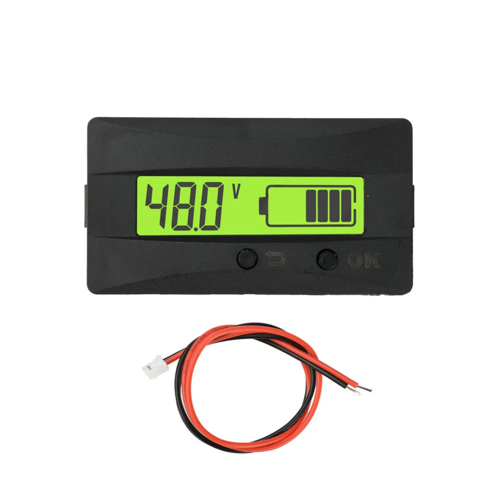 DC9-120V LCD Display Battery Voltage Capacity Indicator LiFePO4 Ternary Lithium Battery Level Monitor Waterproof Panel Meter Vue
