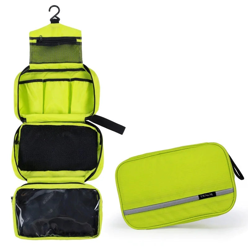 New Hanging Toiletry Bag Travel Toiletry Wash Organizer Kit for Men Women Cosmetics Make Up Sturdy Hanging Hook Shower Bags Vue DL178T3-Green