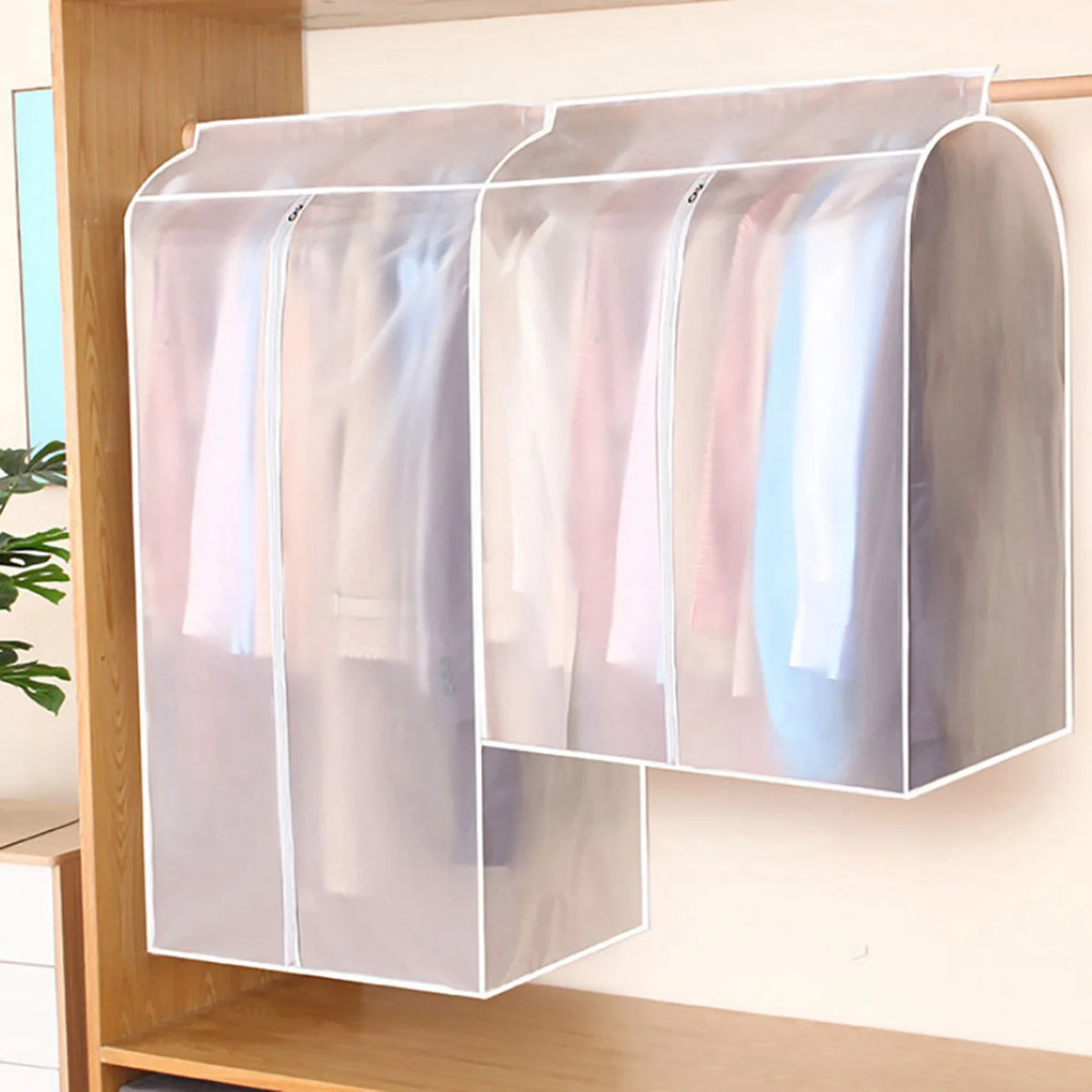 ABKW-2PCS Clothing Rack Dust Cover Clothes Hanging Bag Enclosed Clothes Rack Floor Hanger Cover Wardrobe Storage Cover B Vue Default Title