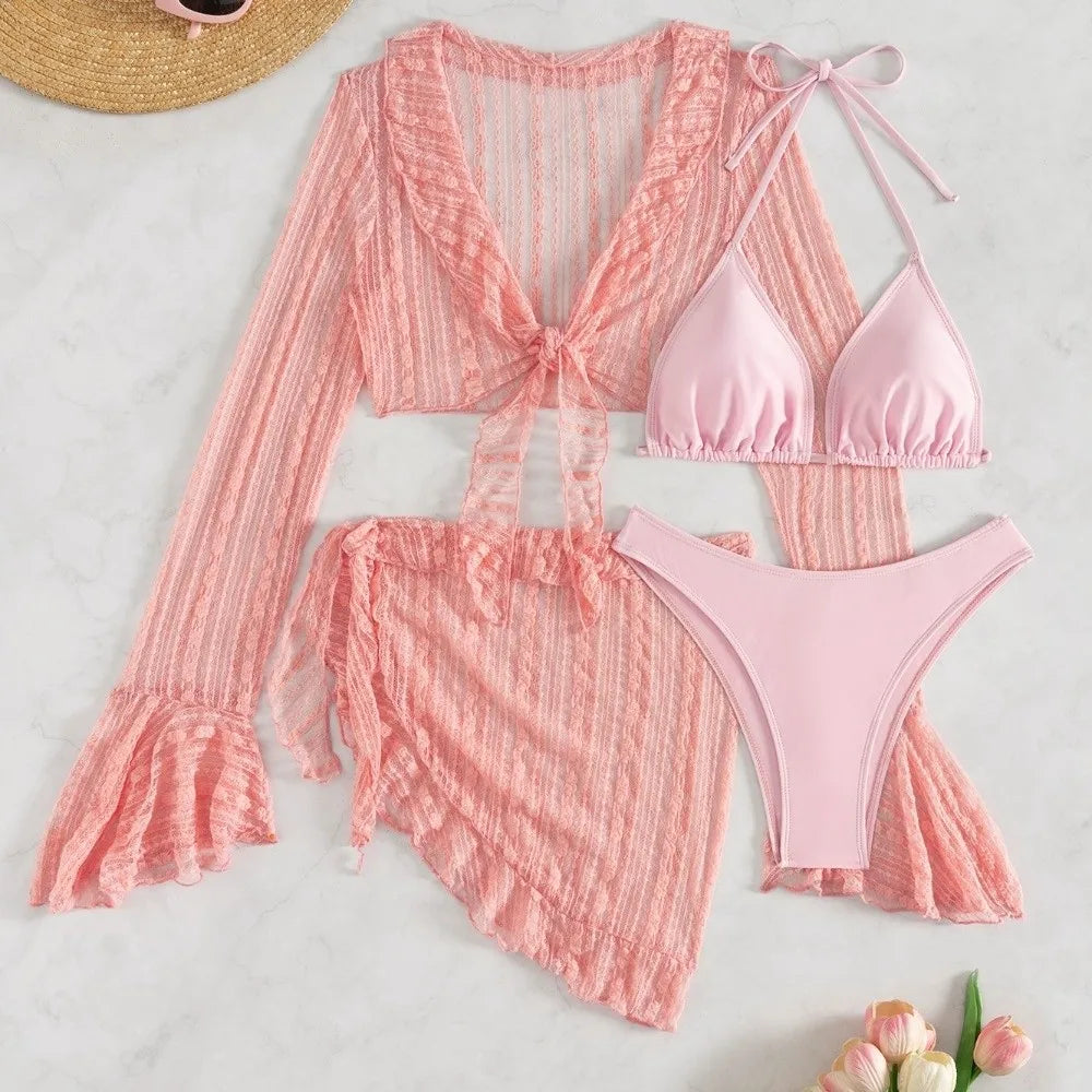 Fashion Summer Women Swimsuit Long-sleeve Casual Bikini Vacation Vue