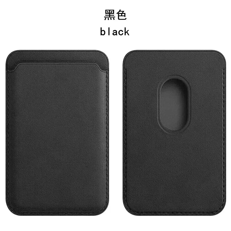 For Magsafe Magnetic Leather Wallet Case For iPhone 17 16 15 14 13 12 11 8 Samsung Huawei Card Holder with Magnet Covers Vue Black ABS