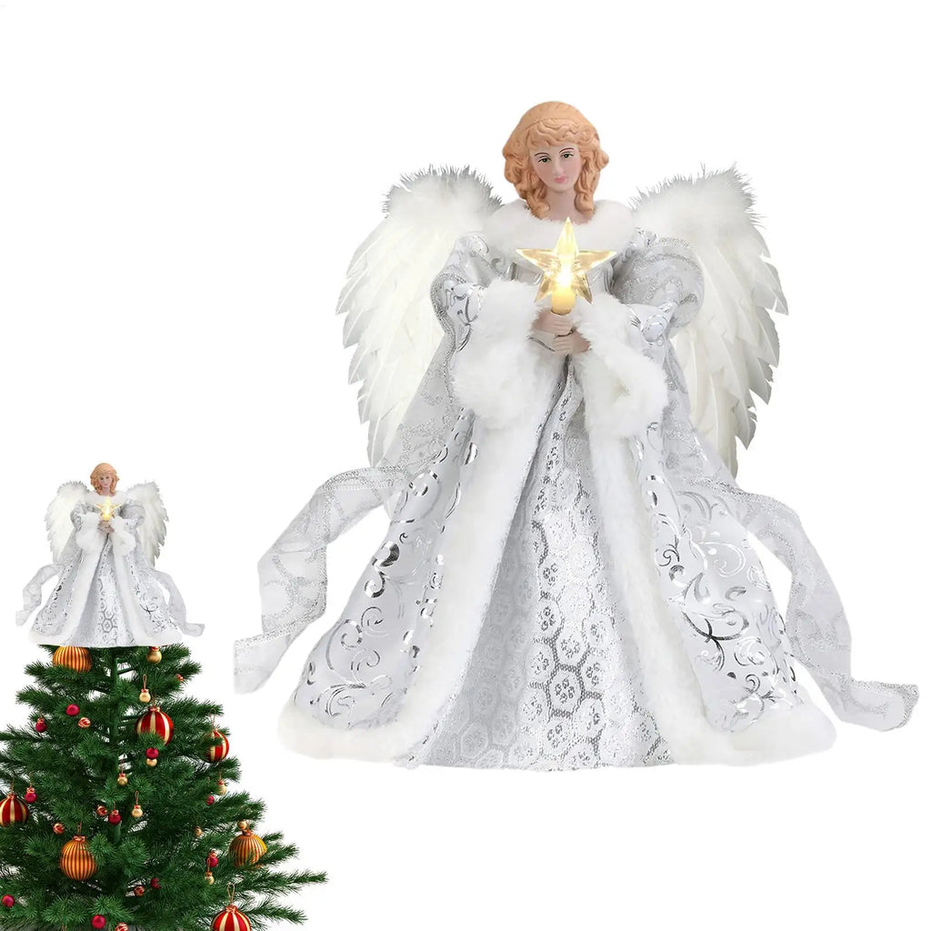 Christmas Tree Decorations Christmas Tree Top Angel with String Light Rustic Ornament for Fireplace Farmhouse Bedroom Garden Vue